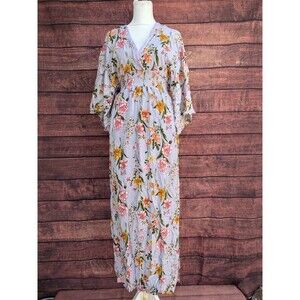 Lulus Lavender Deep v-Neck Split Flutter Sleeve Floral Dress Size Small